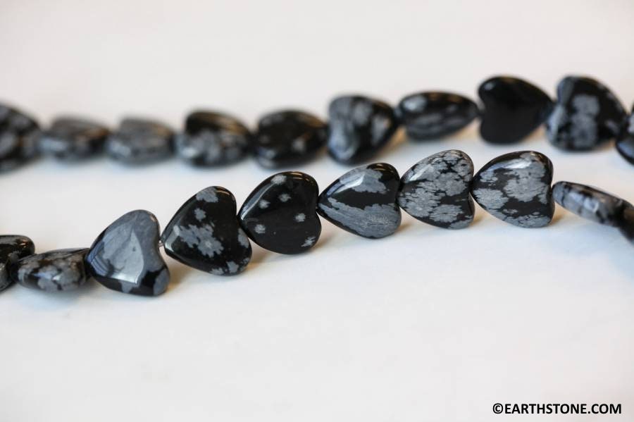M/ Snowflake Obsidian 12mm Heart 15.5" Strand Natural Gemstone Beads For Jewelry Making M/ Snowflake Obsidian 12mm Heart 15.5" Strand Natural Gemstone Beads For Jewelry Making