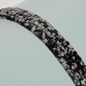 Natural Snowflake Obsidian Smooth Cube Beads Size 4mm 15.5'' Strand