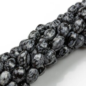 Natural Snowflake Obsidian-  Lantern Shape- 10*14mm-28 Pieces- Special Shape- Full Strand- 16 Inches Gemstone Beads