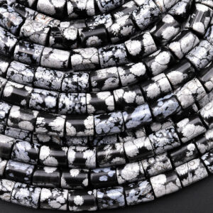 Natural Snowflake Obsidian Tube Beads 8mm 15.5" Strand Natural Snowflake Obsidian Tube Beads 8mm 15.5" Strand