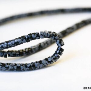 S/ Snowflake Obsidian 4mm Heishi Beads 16" Strand Natural Gemstone Beads For Jewelry Making