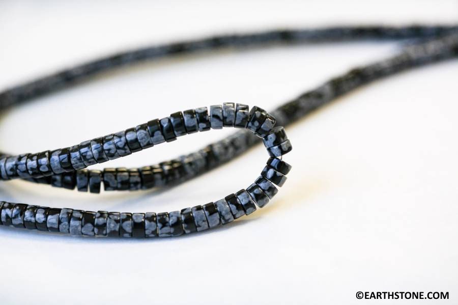 S/ Snowflake Obsidian 4mm Heishi Beads 16" Strand Natural Gemstone Beads For Jewelry Making S/ Snowflake Obsidian 4mm Heishi Beads 16" Strand Natural Gemstone Beads For Jewelry Making