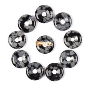 20mm Snowflake Obsidian donut focal pendant bead jewelry making