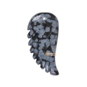 30mm Carved snowflake obsidian gemstone angel wing pendant bead
