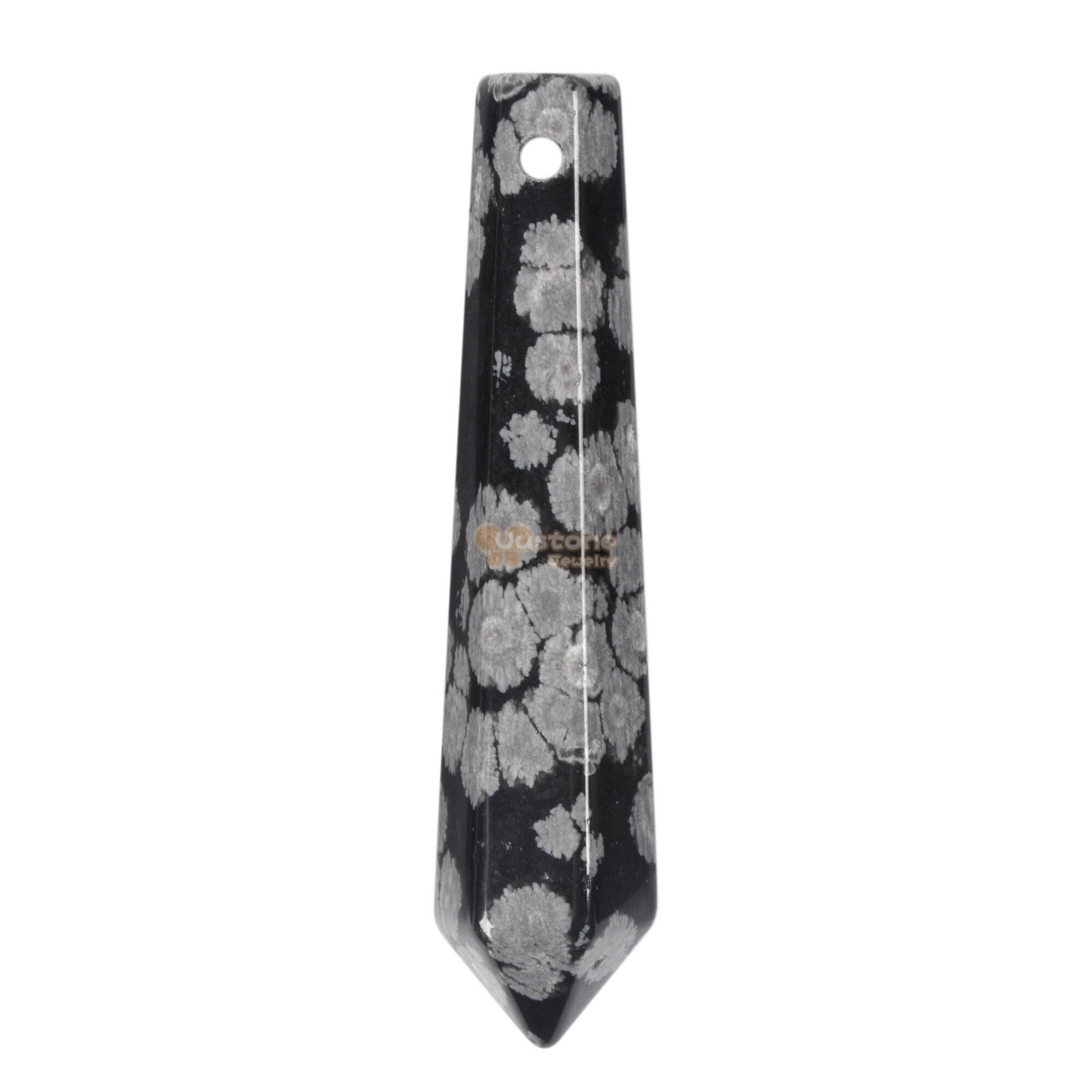 50mm Snowflake Obsidian Hexagonal Pendant Beads Gemstone Jewelry Making Crystal Healing Focal Bead (2mm Hole Drilled)