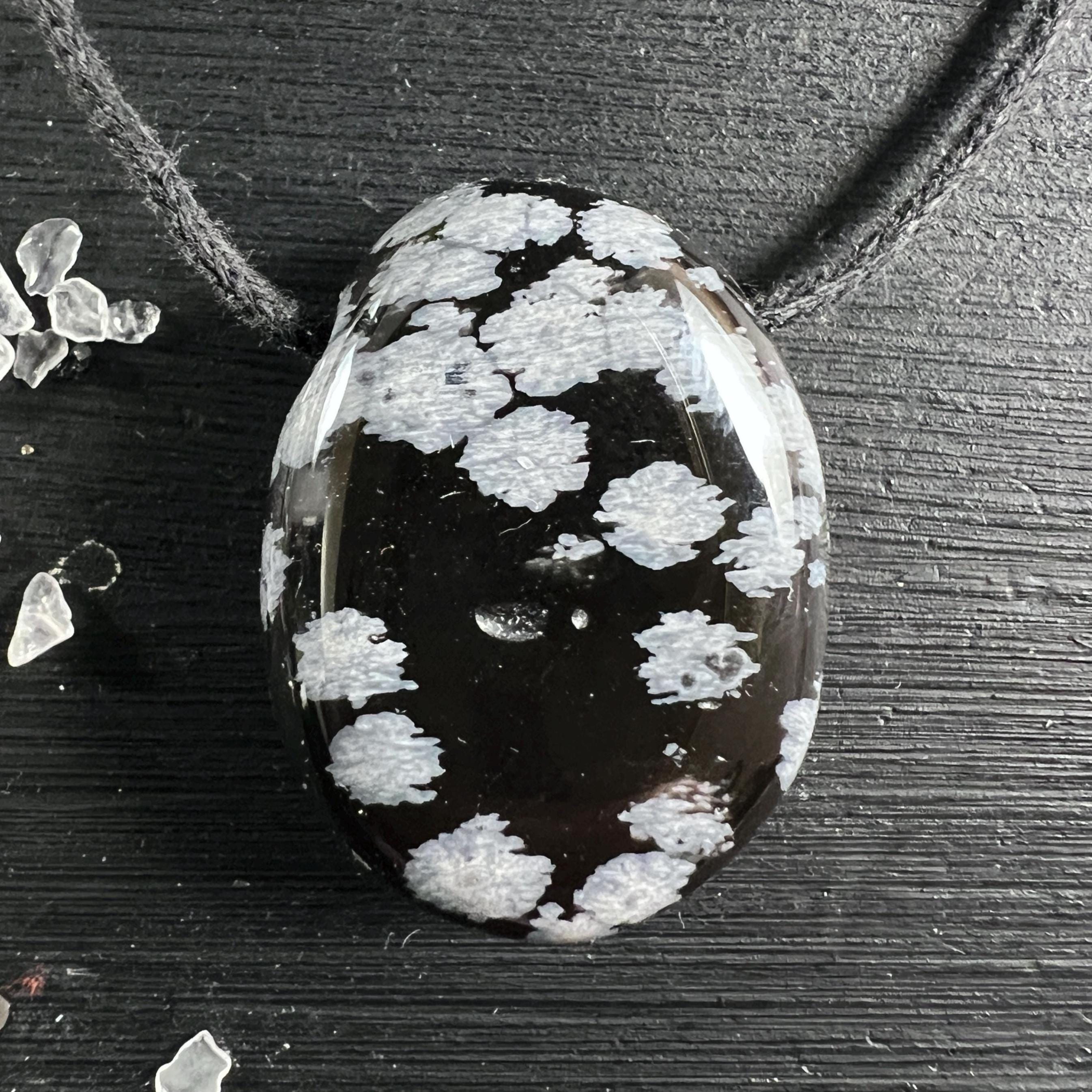 Snowflake Obsidian Pendant Black White | Protection Necklace | Capricorn Zodiac | Root Chakra