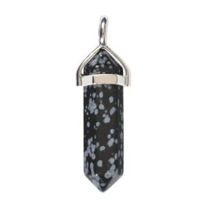 Snowflake obsidian crystal healing hexagonal point pendant focal bead