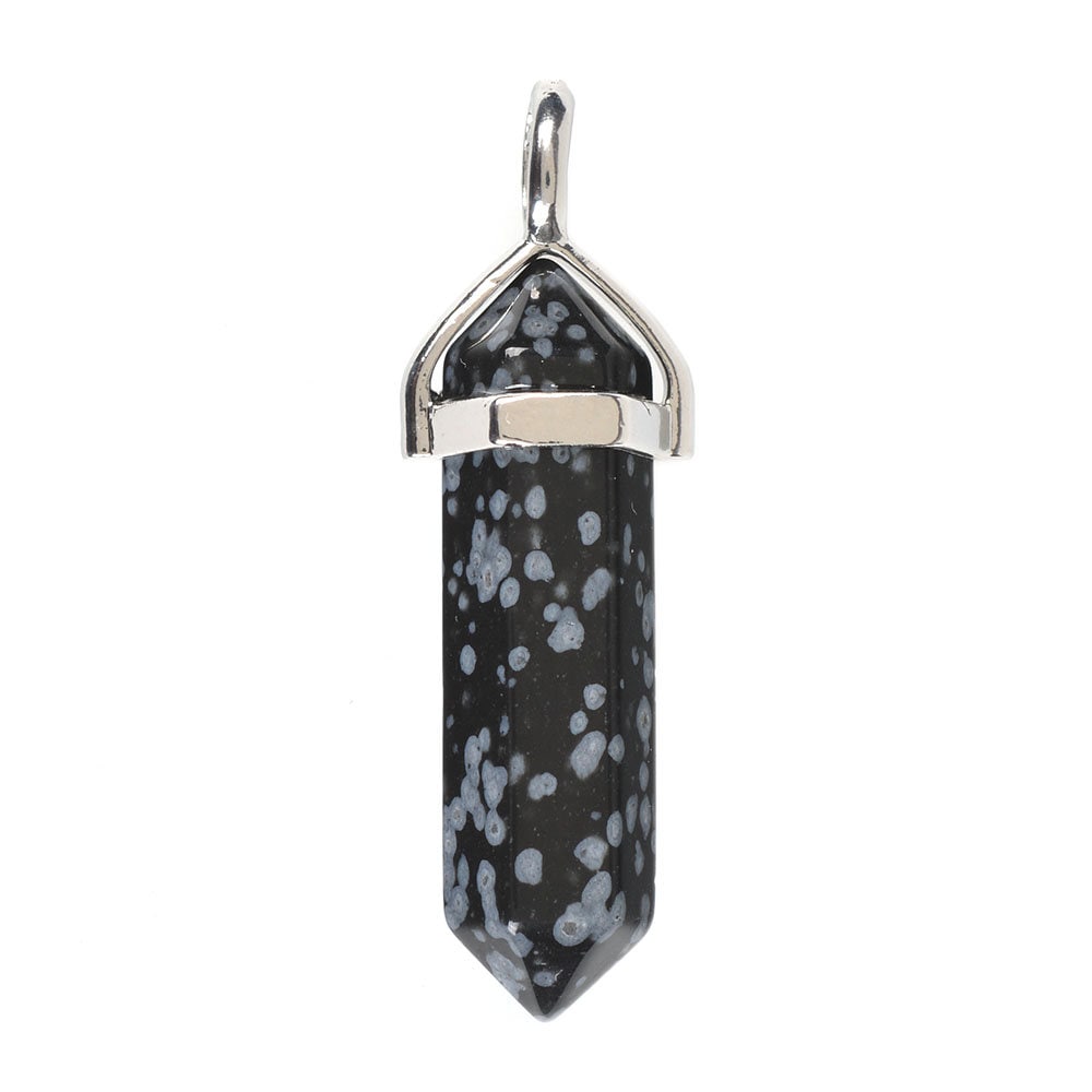 Snowflake Obsidian Crystal Healing Hexagonal Point Pendant Focal Bead