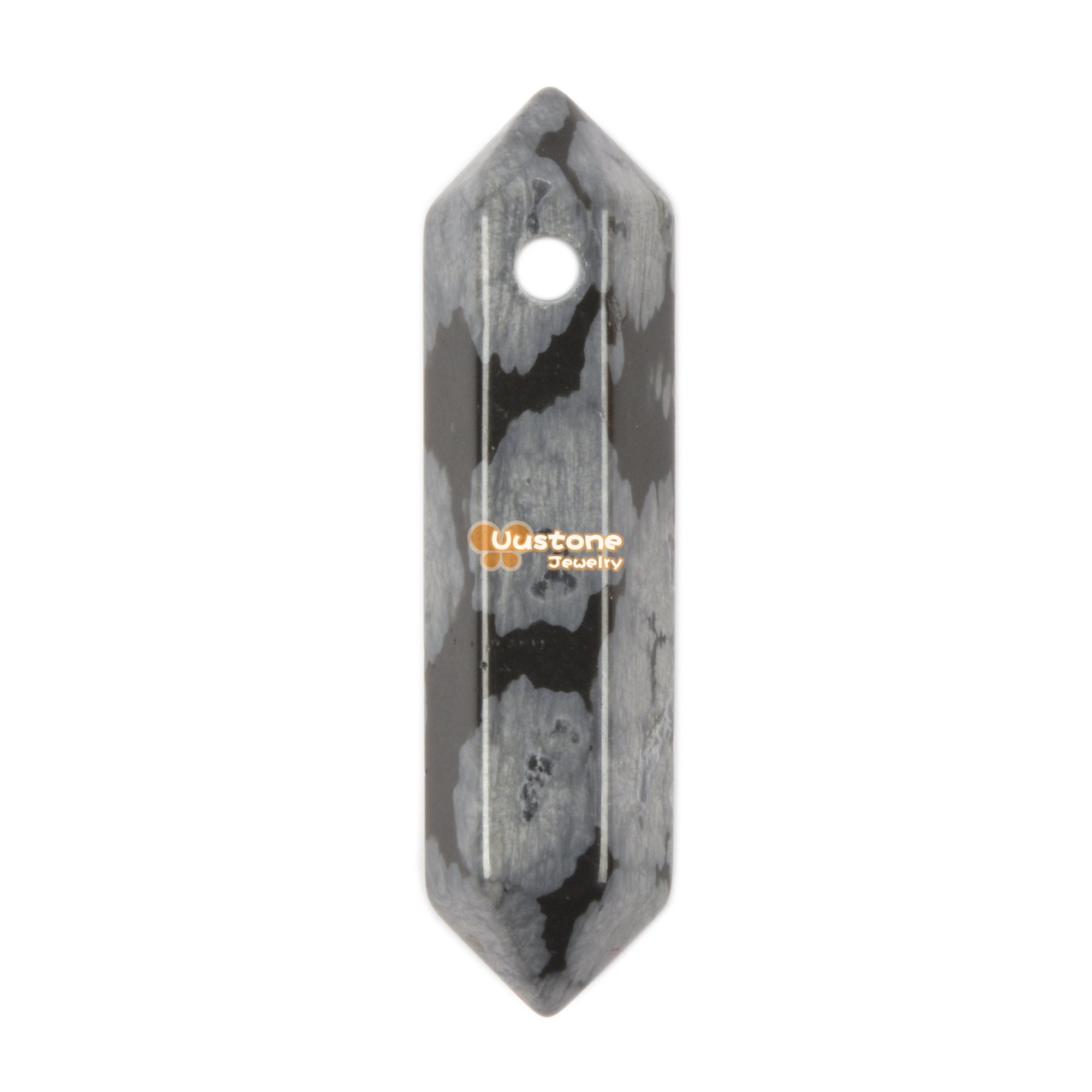 Snowflake Obsidian Crystal Healing Hexagonal Point Pendant Focal Bead