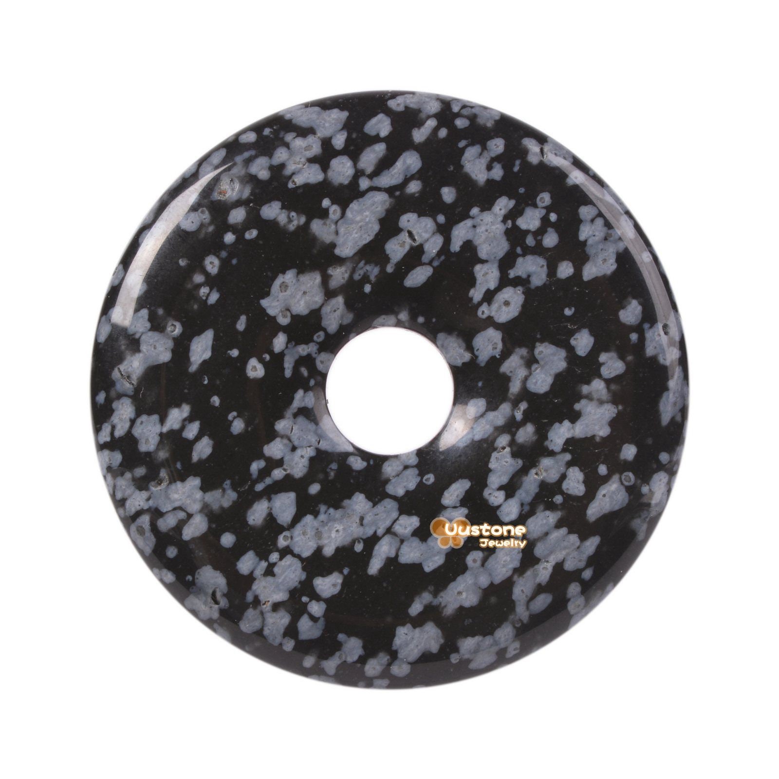 G3561 40mm Snowflake Obsidian Donut Focal Pendant Bead