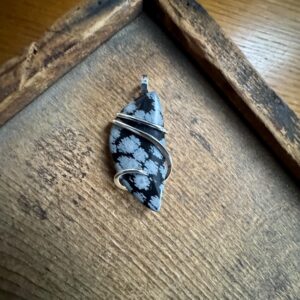 Snowflake obsidian in sterling silver pendant