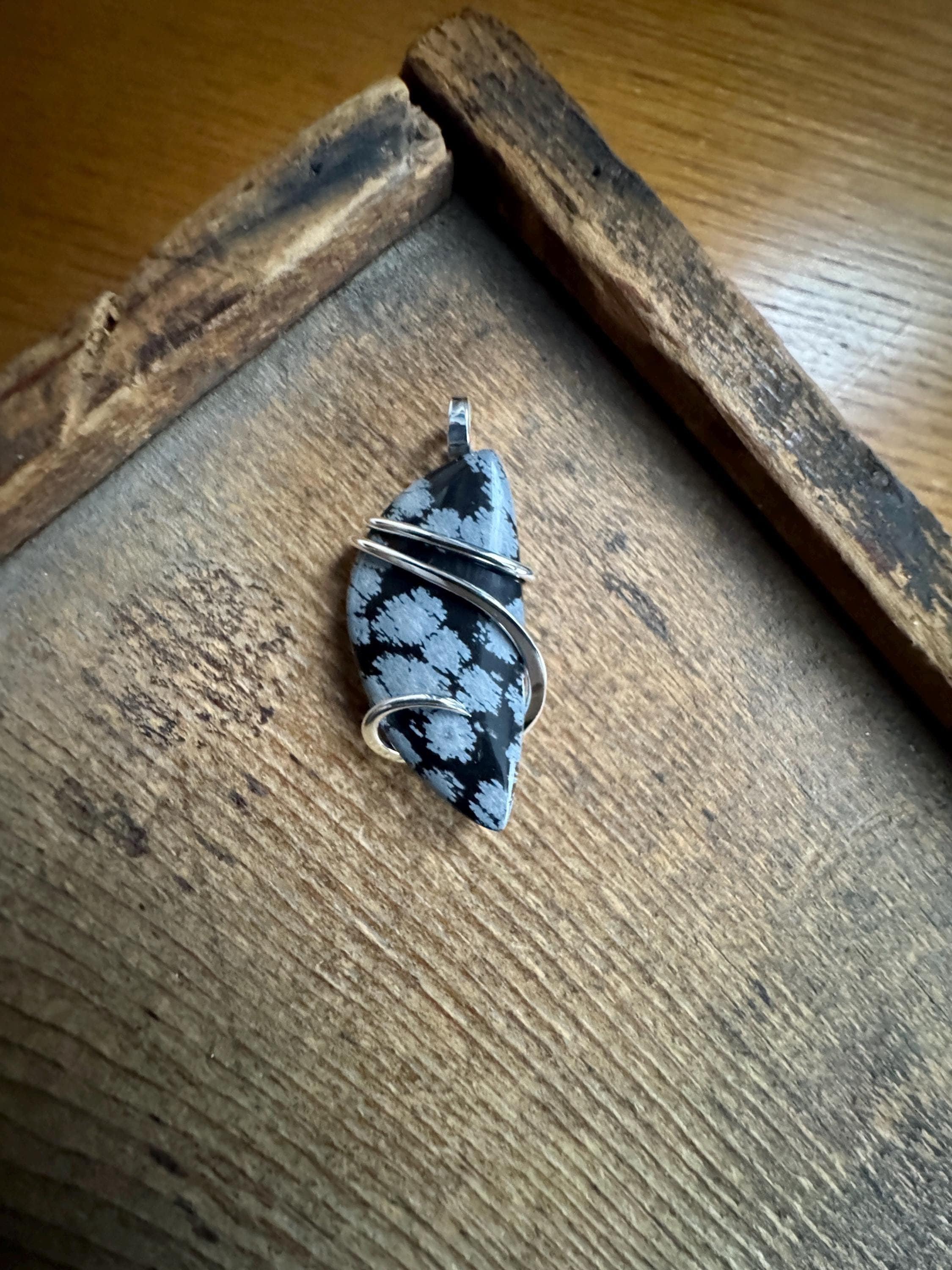Snowflake Obsidian In Sterling Silver Pendant