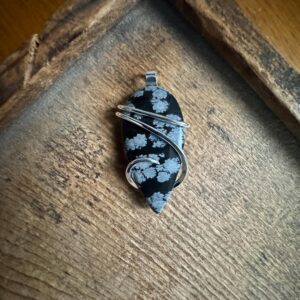 Snowflake obsidian in sterling silver pendant