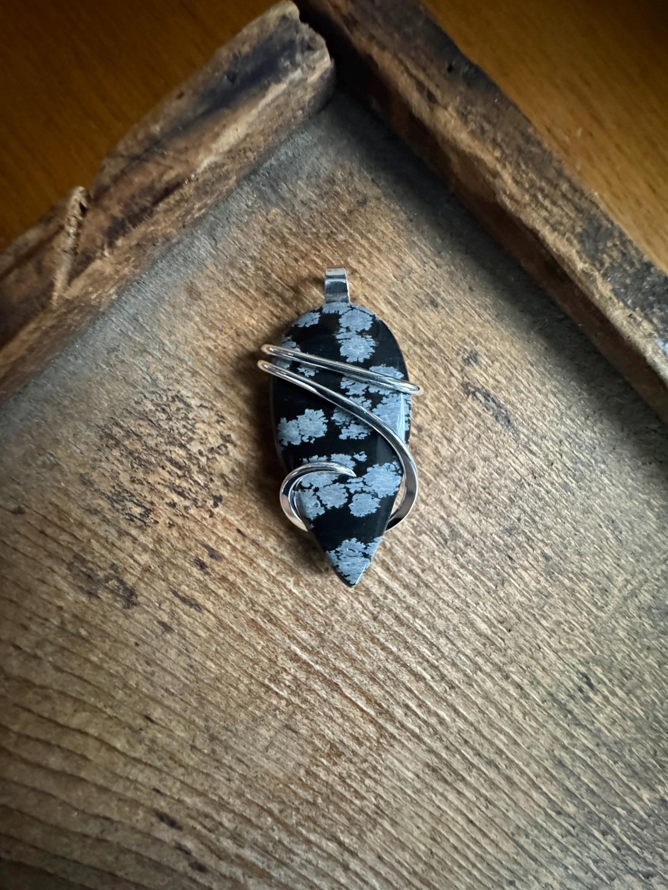 Snowflake Obsidian In Sterling Silver Pendant