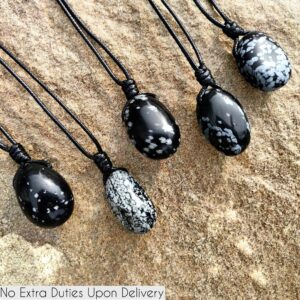 Snowflake Obsidian Necklace, Capricorn Crystal Jewelry, Black Obsidian Pendant with Snowflake, Women's / Men's Stone Necklace