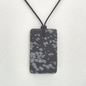 Snowflake Obsidian Pendant Necklace, Free Shipping (26478), Black Obsidian Pendant, Adjustable Black Cord, Pendantlady