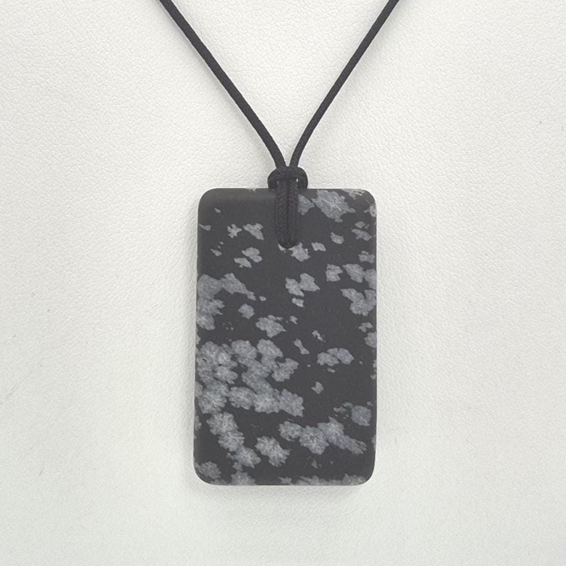 Snowflake Obsidian Pendant Necklace, Free Shipping (26478), Black Obsidian Pendant, Adjustable Black Cord, Pendantlady