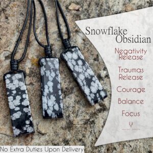 Snowflake Obsidian Necklace, Men's Jewelry, Healing Stone Pendant, Hippie Gifts For Him Snowflake Obsidian Necklace, Men's Jewelry, Healing Stone Pendant, Hippie Gifts For Him