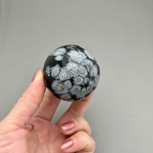 Snowflake Obsidian Crystal Sphere for Shadow Work, Spiritual Growth, Root Chakra, Grounding, Self Empowerment, Metaphysical Crystal Point