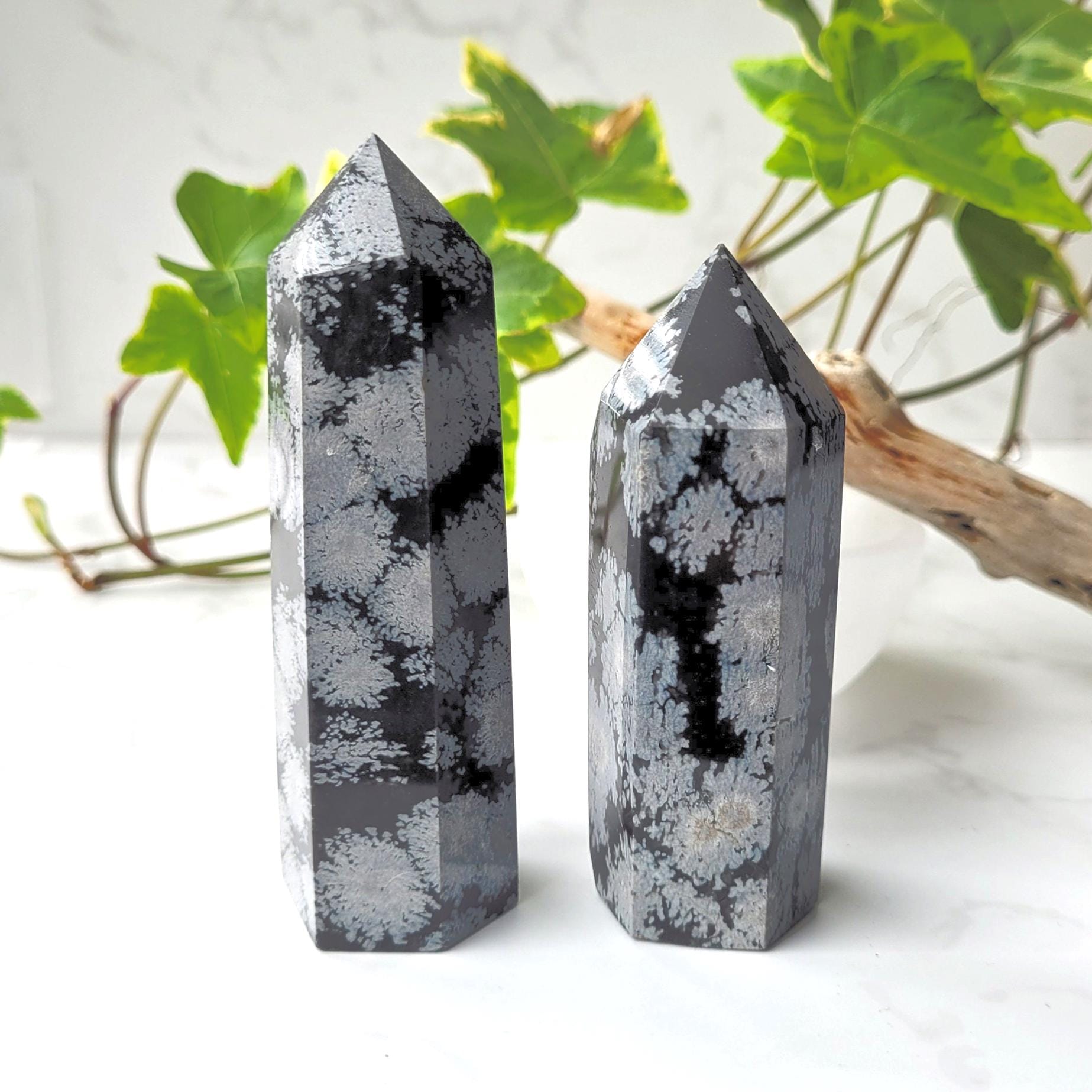 Snowflake Obsidian Crystal Tower • Ethically Sourced