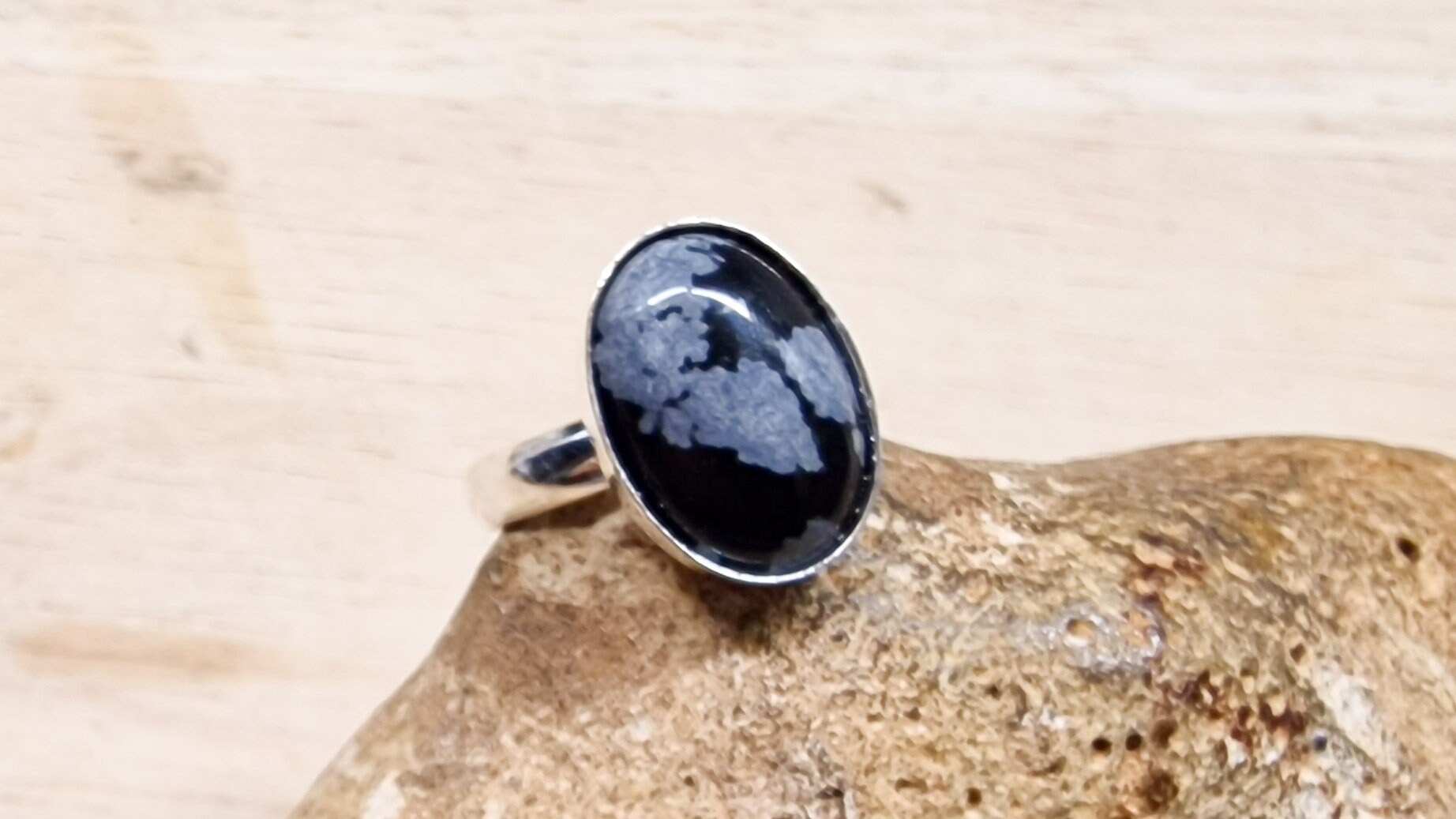 Snowflake Obsidian Adjustable Ring. 925 Sterling Silver Rings For Women. Reiki Jewelry Uk. Virgo Jewelry. 14x10mm Stone