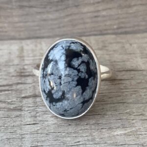 Elegant Oval Black And White Snowflake Obsidian Sterling Silver Ring |black White Stone Ring | Made To Order | Monochromatic Ring Elegant Oval Black And White Snowflake Obsidian Sterling Silver Ring |black White Stone Ring | Made To Order | Monochromatic Ring