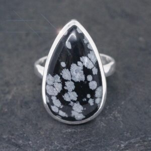 Midnight Storm - Snowflake Obsidian Sterling Silver Ring Size 9 Midnight Storm - Snowflake Obsidian Sterling Silver Ring Size 9