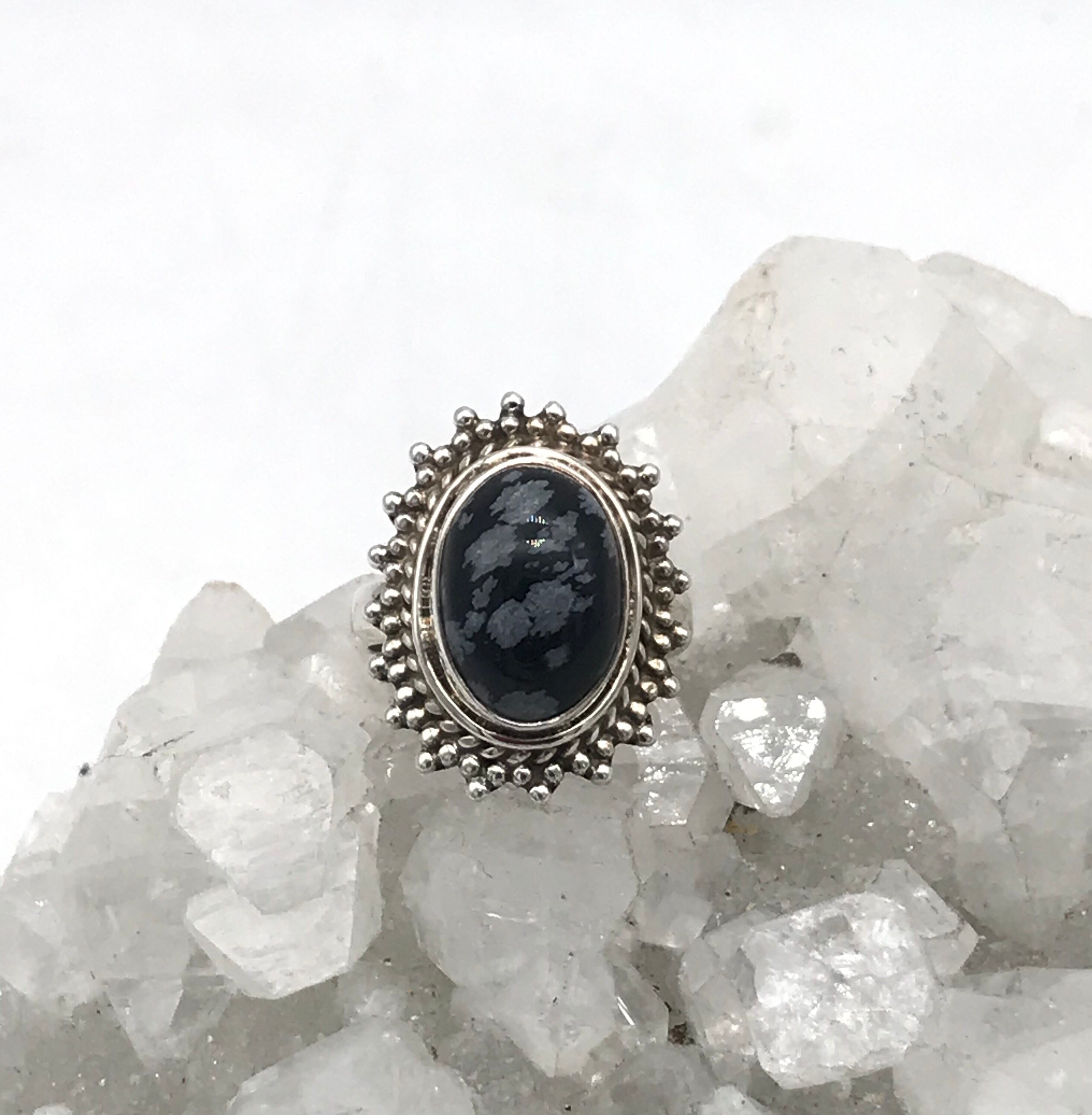 Snowflake Obsidian Ring, Size 6 1/2