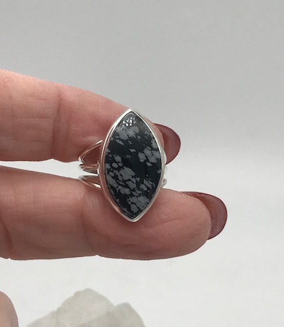 Snowflake Obsidian Ring Size 6 1/2