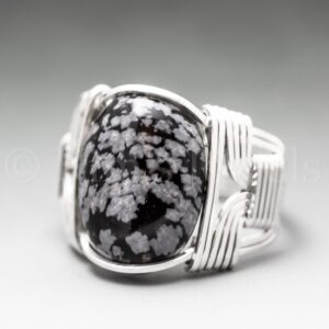 Snowflake Obsidian Sterling Silver Wire Wrapped Cabochon Ring - Made To Order Snowflake Obsidian Sterling Silver Wire Wrapped Cabochon Ring - Made To Order