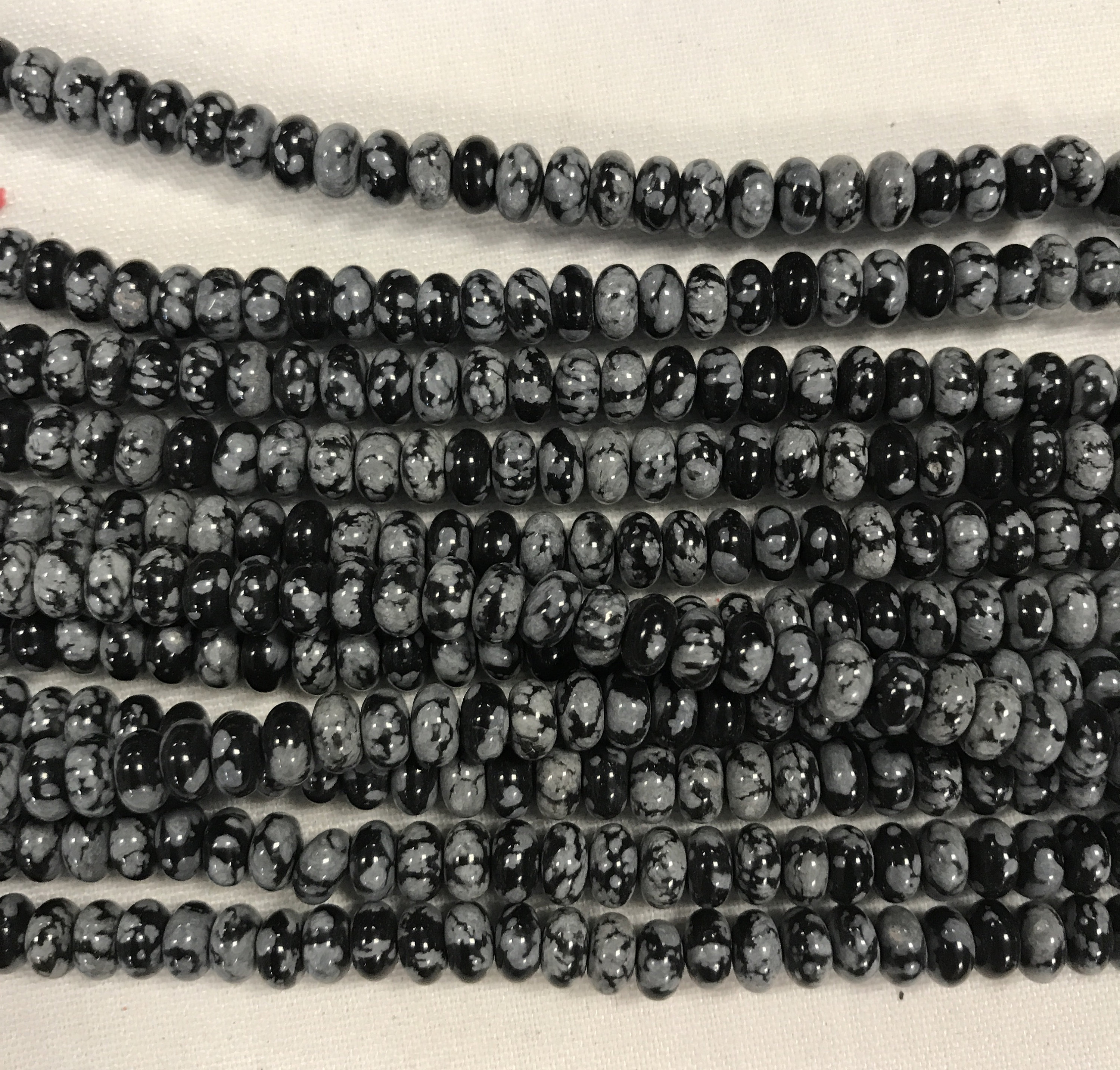 Snowflake Obsidian 6x3mm Rondelle Gemstone Beads - 15.5 Inches Strand
