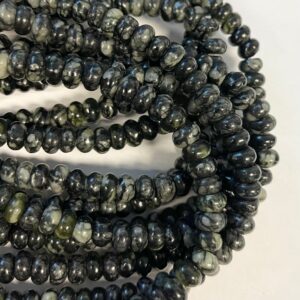Snowflake Obsidian 8x5mm Rondelle Gemstone Bead--15.5 inch strand