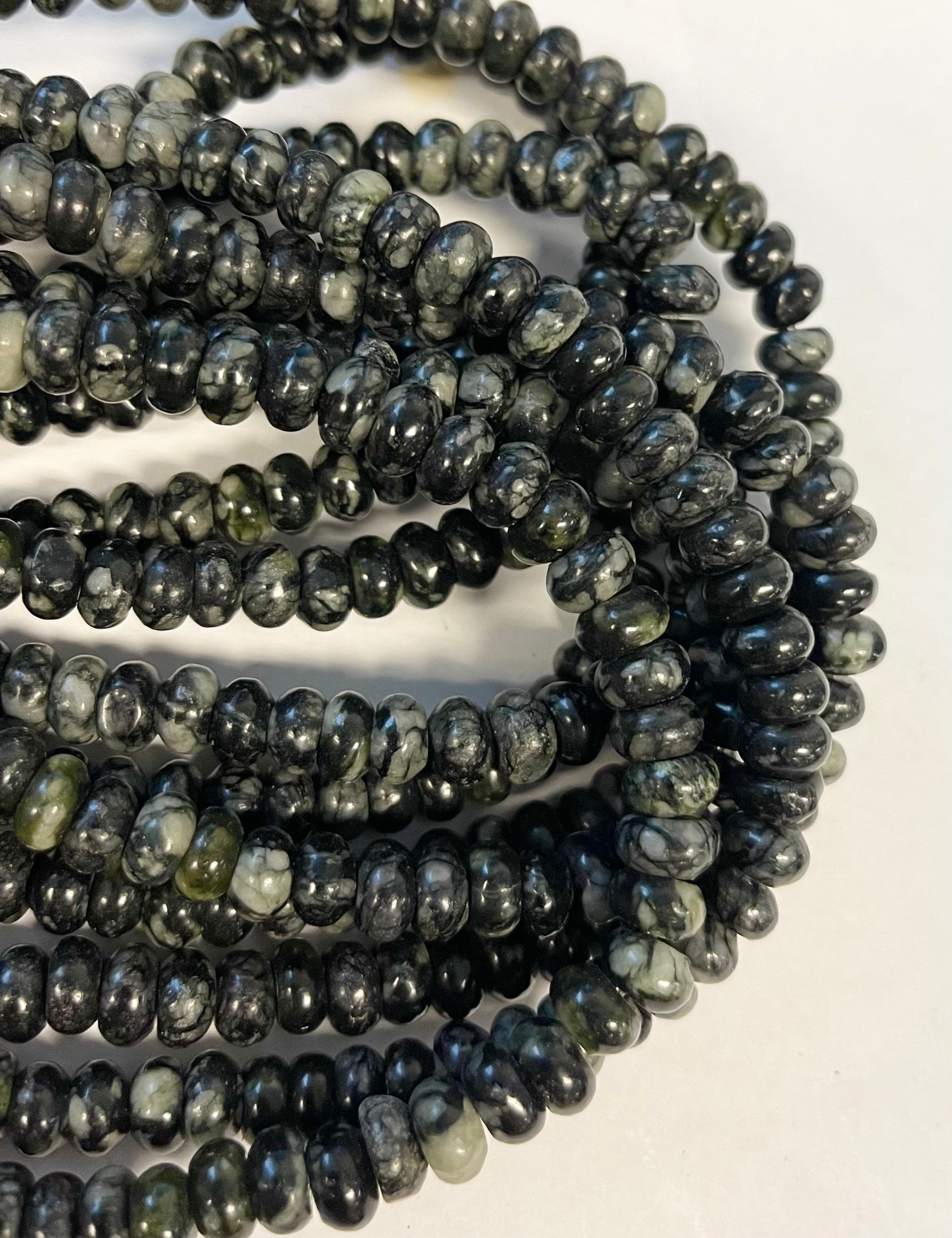 Snowflake Obsidian 8x5mm Rondelle Gemstone Bead--15.5 Inch Strand