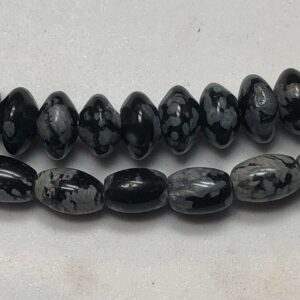 Snowflake Obsidian Gemstone Beads. Full 15" strand of high quality beads, available in 4x6mm rice and 6mm rondelle.