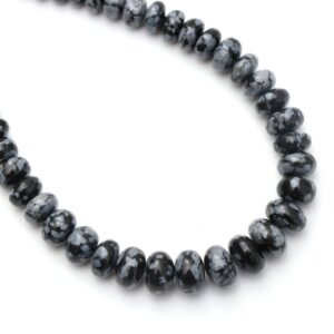 Snowflake Obsidian Smooth Roundel Beads - 4 Mm To 8 Mm - Snowflake Obsidian - Gem Quality , 8 Inch/ 20 Cm Full Strand, Price Per Strand