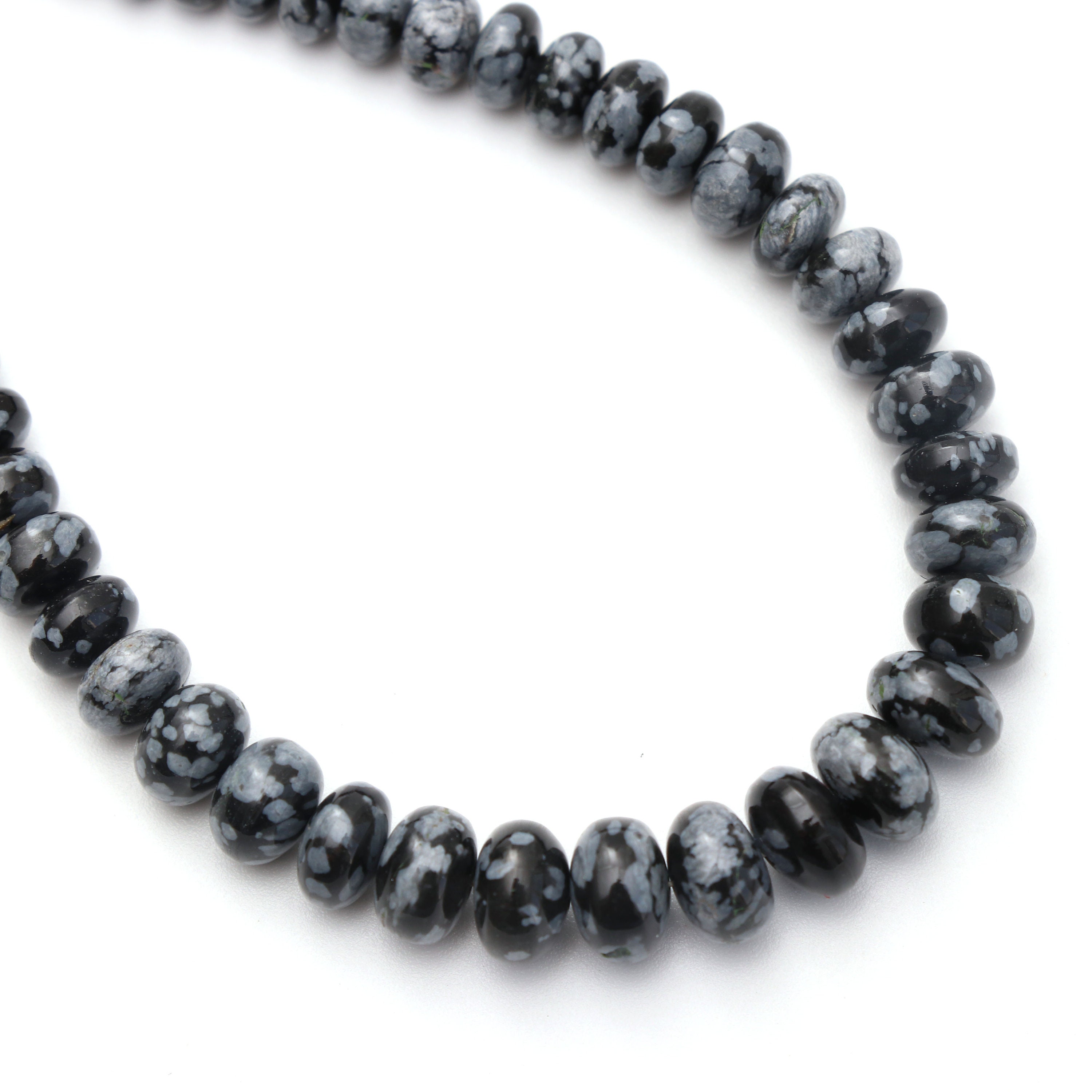 Snowflake Obsidian Smooth Roundel Beads - 4 Mm To 8 Mm - Snowflake Obsidian - Gem Quality , 8 Inch/ 20 Cm Full Strand, Price Per Strand