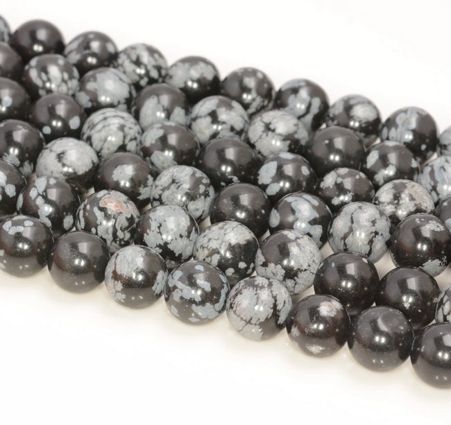 10 Strands 8mm Cristobalite Snowflake Obsidian Gemstone Round 8mm Loose Beads 15.5 Inch Full Strand Bulk Lot (90114583-243 X10)