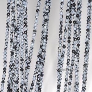 2mm Cristobalite Snowflake Obsidian Gemstone Round Loose Beads 16 inch Full Strand (90113938-107-2mm A)