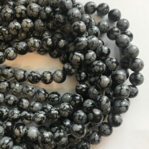 Snowflake Obsidian 6mm 8mm 10mm Smooth Round Gemstone Bead--15.5 inch strand Snowflake Obsidian 6mm 8mm 10mm Smooth Round Gemstone Bead--15.5 inch strand