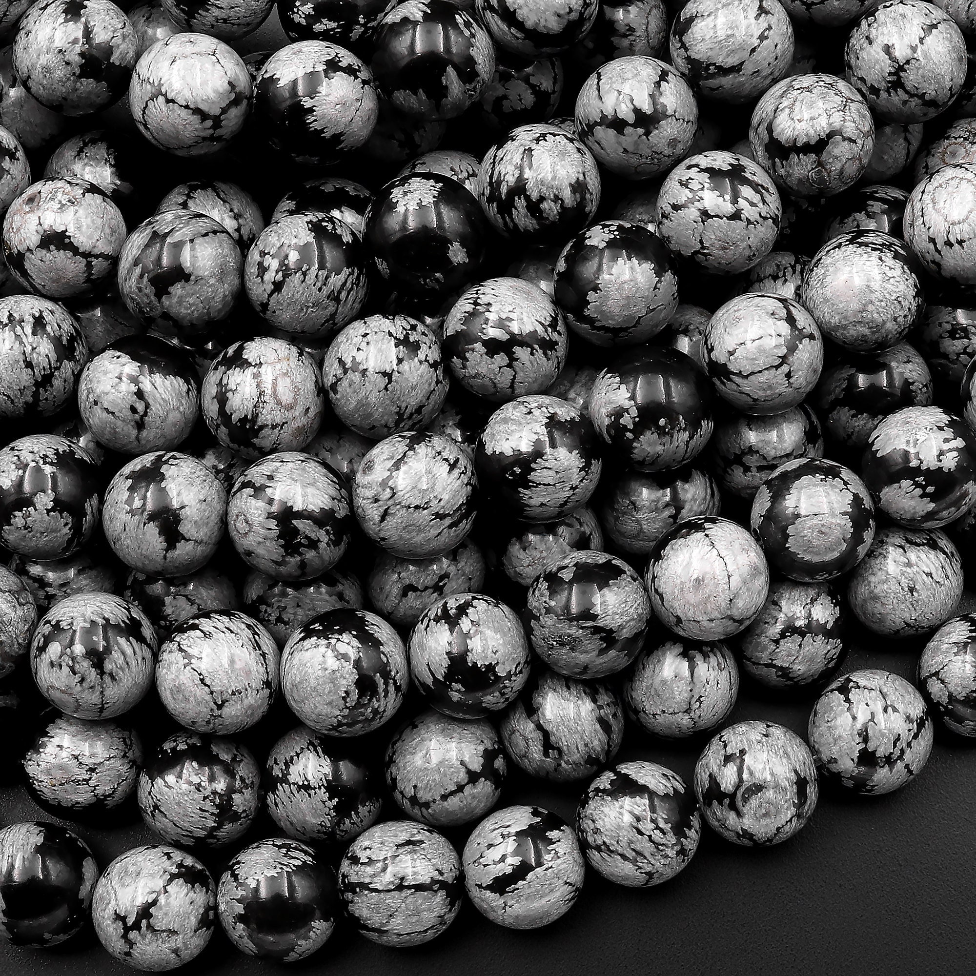 Aaa Feathery Natural Snowflake Obsidian 4mm 6mm 8mm 10mm Round Beads Feathery 15.5" Strand