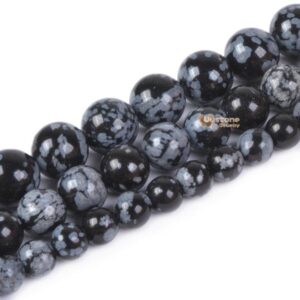Snowflake Obsidian Round Ball Loose Gemstone Beads 6mm 8mm 10mm