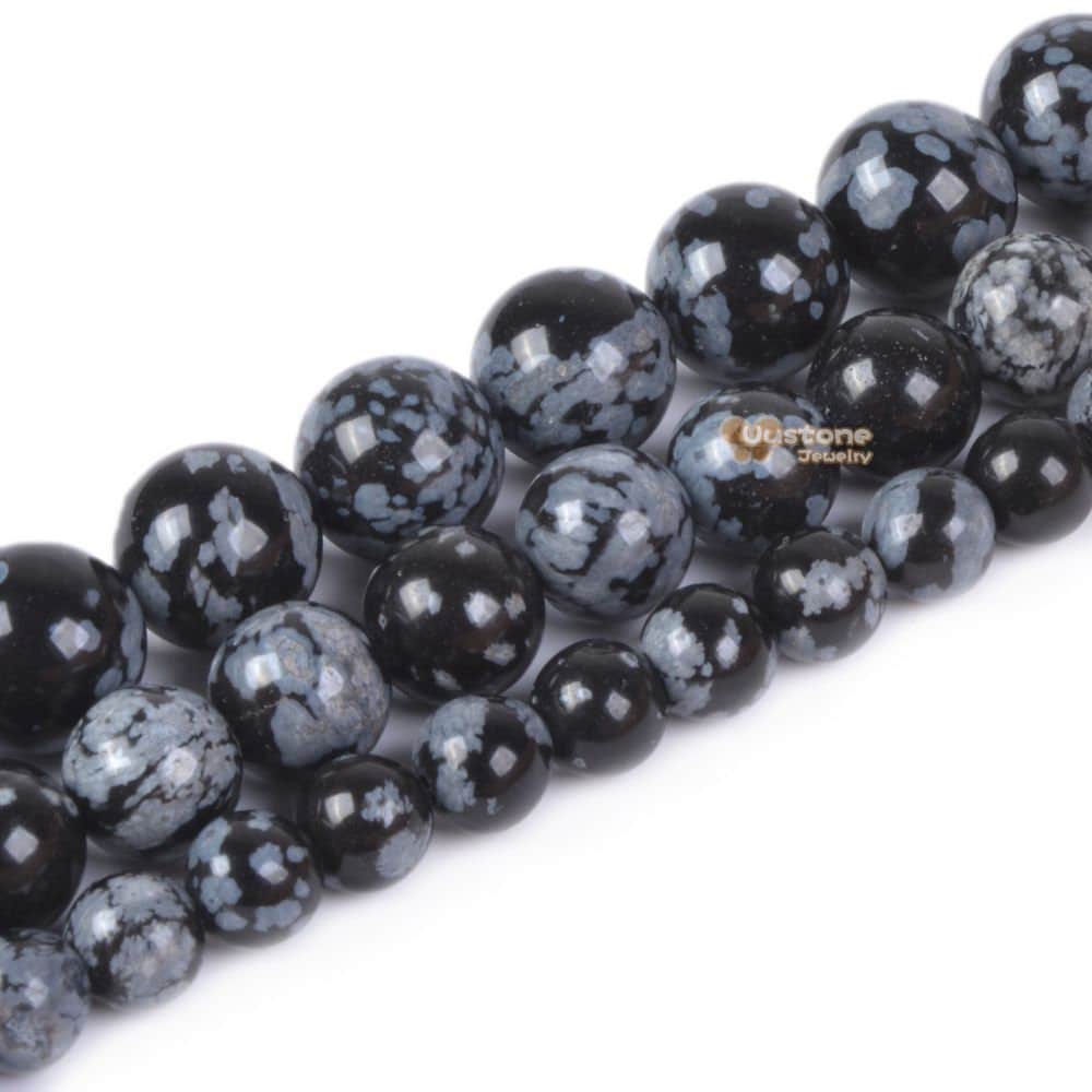 Snowflake Obsidian Round Ball Loose Gemstone Beads 6mm 8mm 10mm