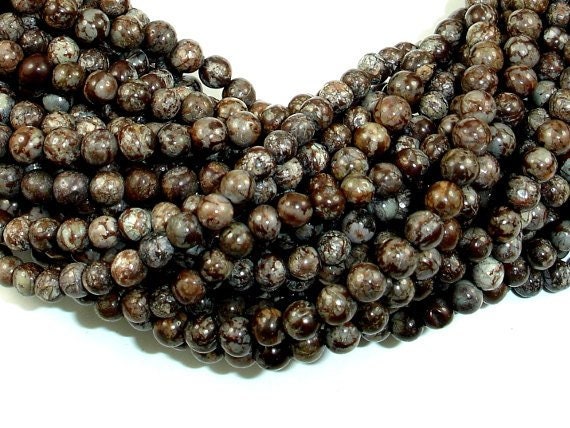 Brown Snowflake Obsidian, Round, 4mm (4.5 Mm), 15 Inch, Full Strand, Approx. 85 Beads, Hole 0.8 Mm (193054004)