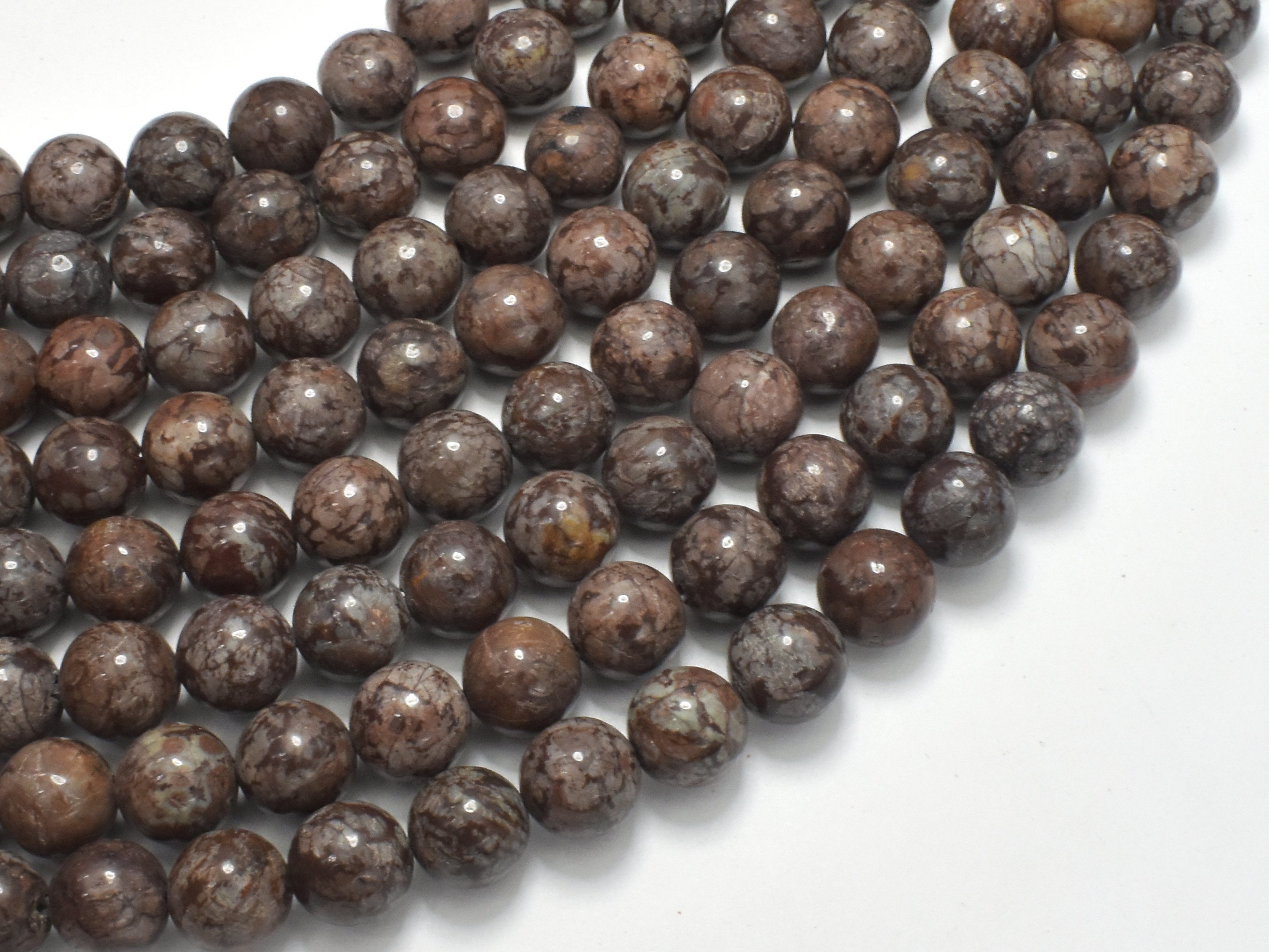 Brown Snowflake Obsidian, Round, 8mm, 15 Inch, Full Strand, Approx. 45 Beads, Hole 1mm (193054001)