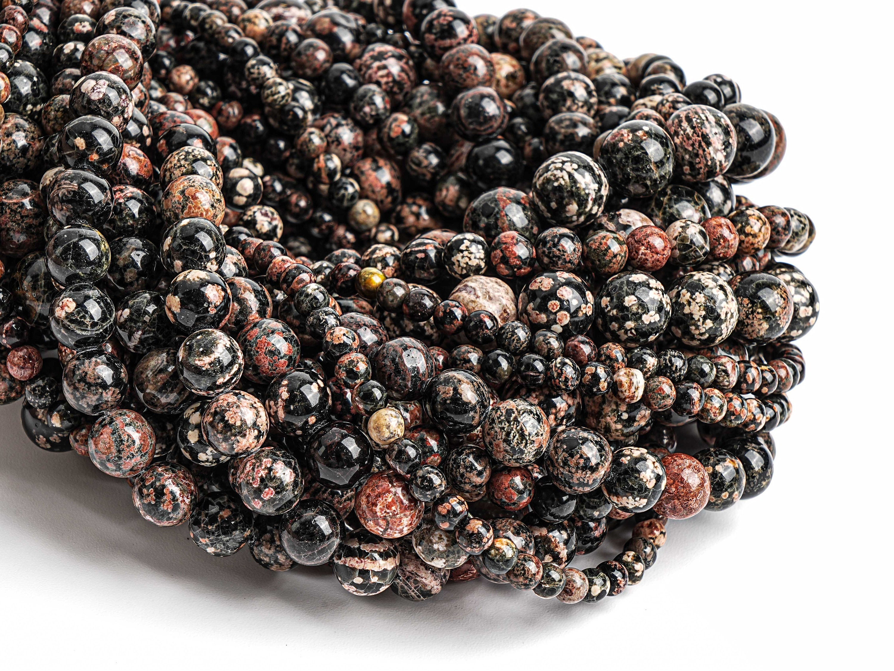 Genuine Natural Mexican Red Snowflake Obsidian Gemstone Beads 4mm 6mm 8mm 10mm Black Red Round A+ Quality Loose Beads