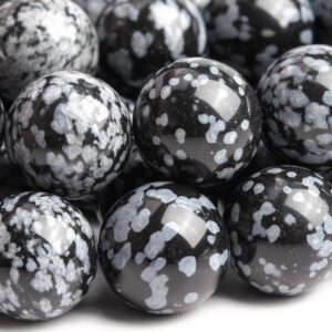Genuine Natural Snowflake Obsidian Gemstone Beads 12MM Black & Gray Round AAA Quality Loose Beads (101725)