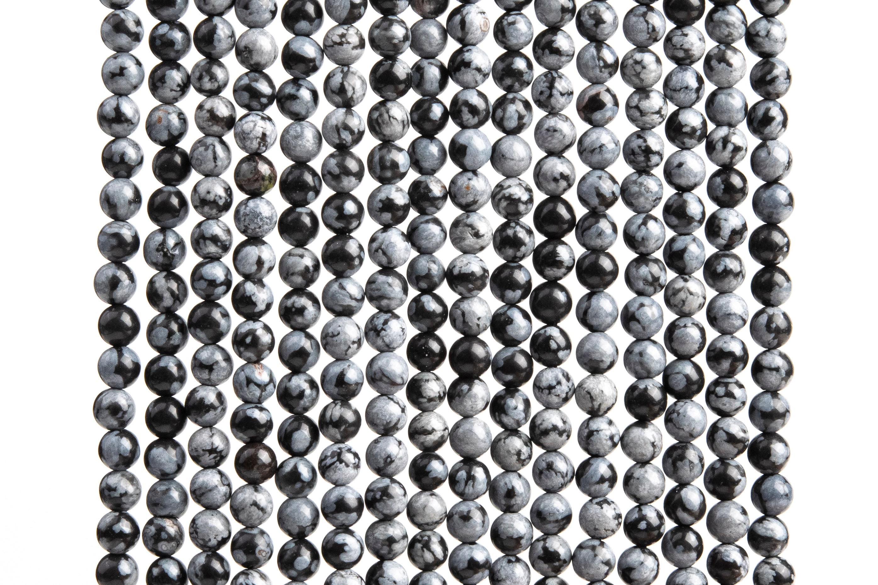 Genuine Natural Snowflake Obsidian Gemstone Beads 3mm Black & Gray Round Aaa Quality Loose Beads (104120)