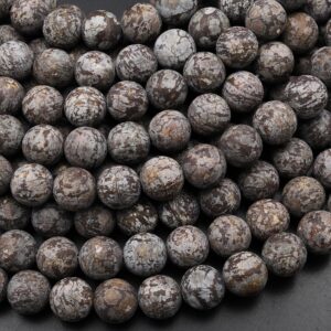 Matte Natural Brown Snowflake Obsidian Beads 4mm 6mm 8mm 10mm Gemstone Round Beads 15.5" Strand