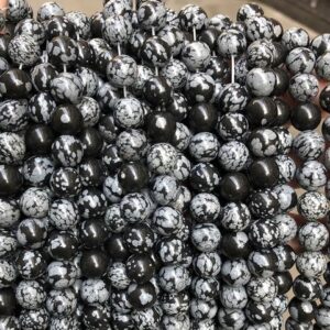 Natural Snowflake Obsidian Round Beads,4mm 6mm 8mm 10mm 12mm Snowflake Obsidian Beads Wholesale Supply,one Strand 15"