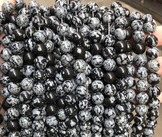 Natural Snowflake Obsidian Round Beads,4mm 6mm 8mm 10mm 12mm Snowflake Obsidian Beads Wholesale Supply,one Strand 15"
